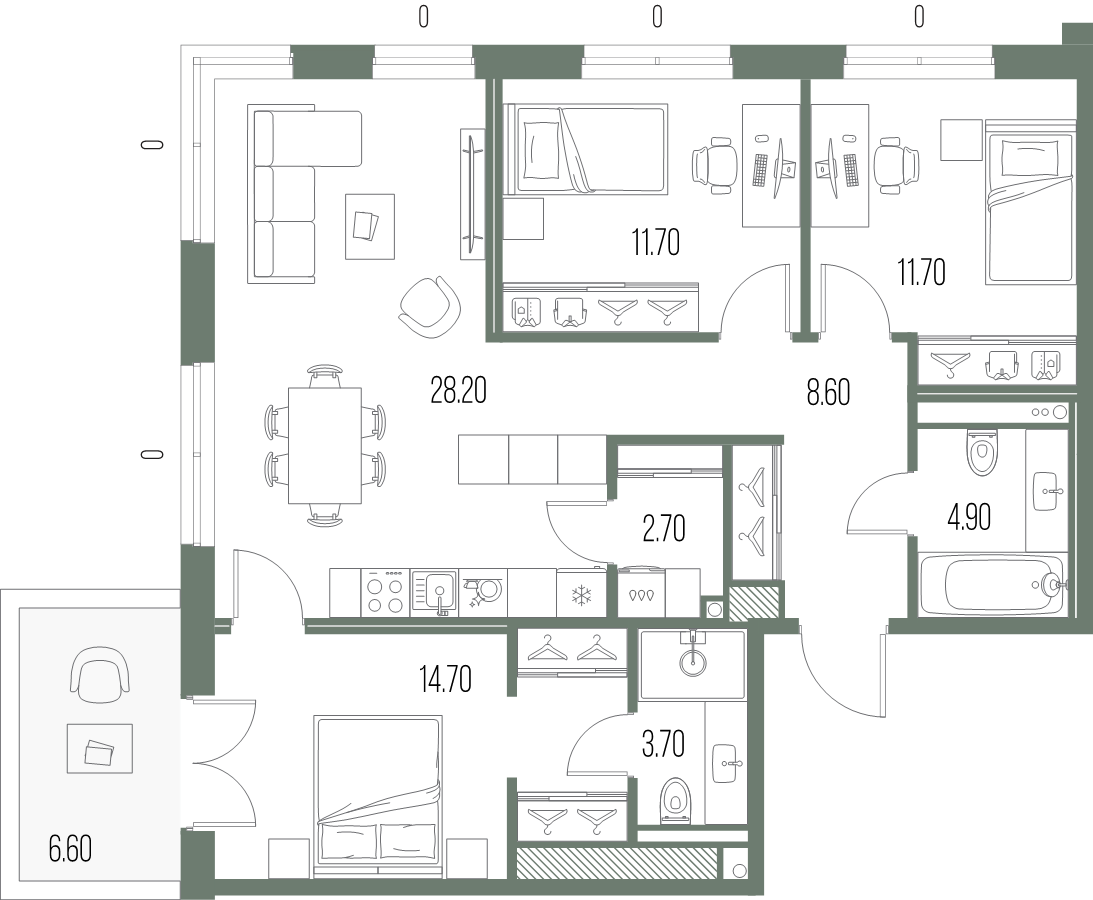 4 ккв (Евро) 86,2 м²