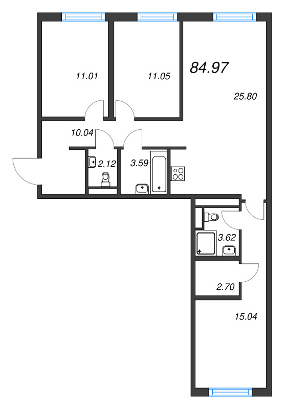 4 ккв (Евро) 85 м²