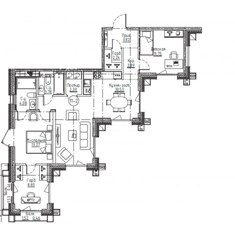 3 ккв (Евро) 82,5 м²