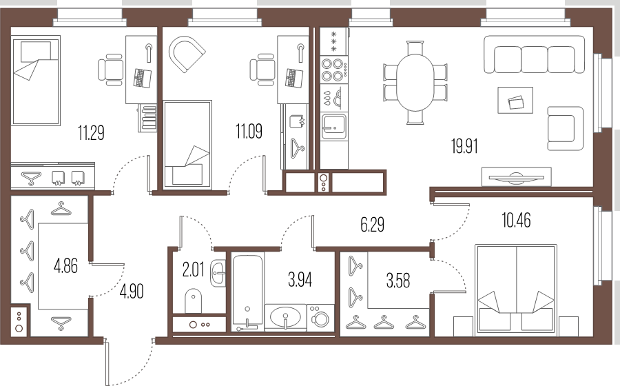 4 ккв (Евро) 78,3 м²