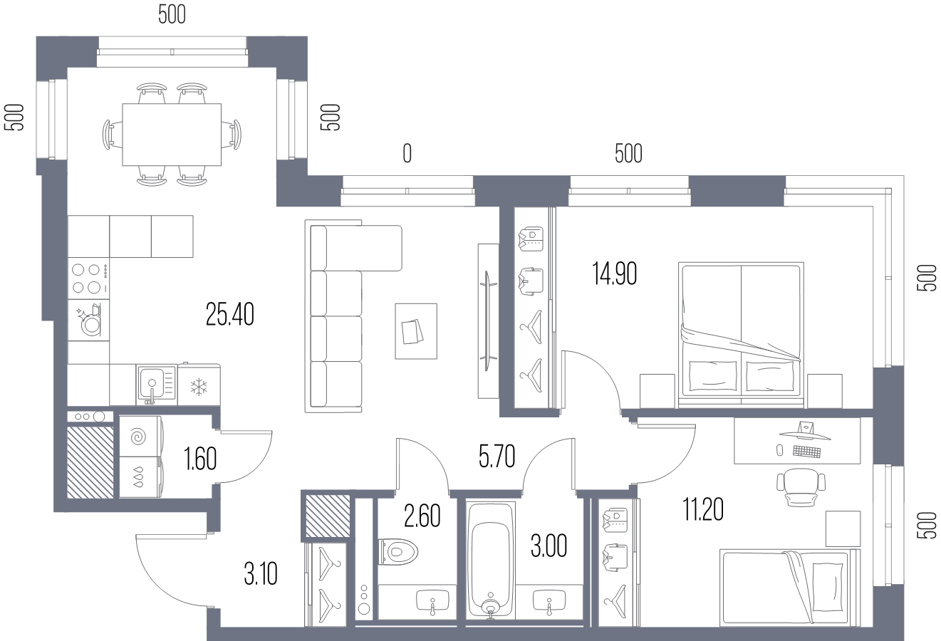 3 ккв (Евро) 67,5 м²