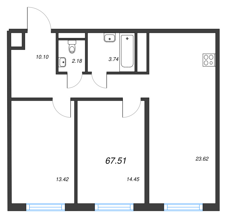 3 ккв (Евро) 67,5 м²