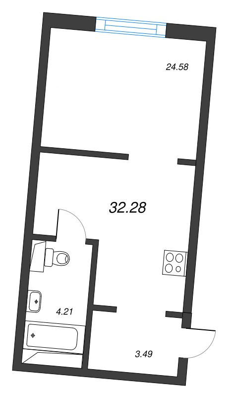 Студия 32,3 м²