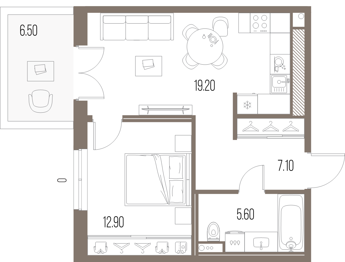 2 ккв (Евро) 44,8 м²