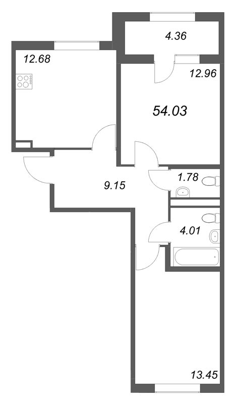 2 ккв 54 м²