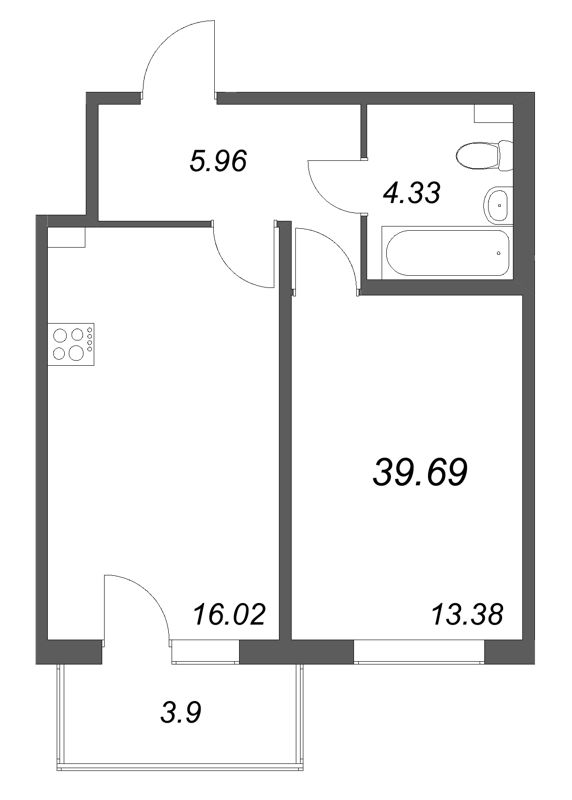 2 ккв (Евро) 39,7 м²