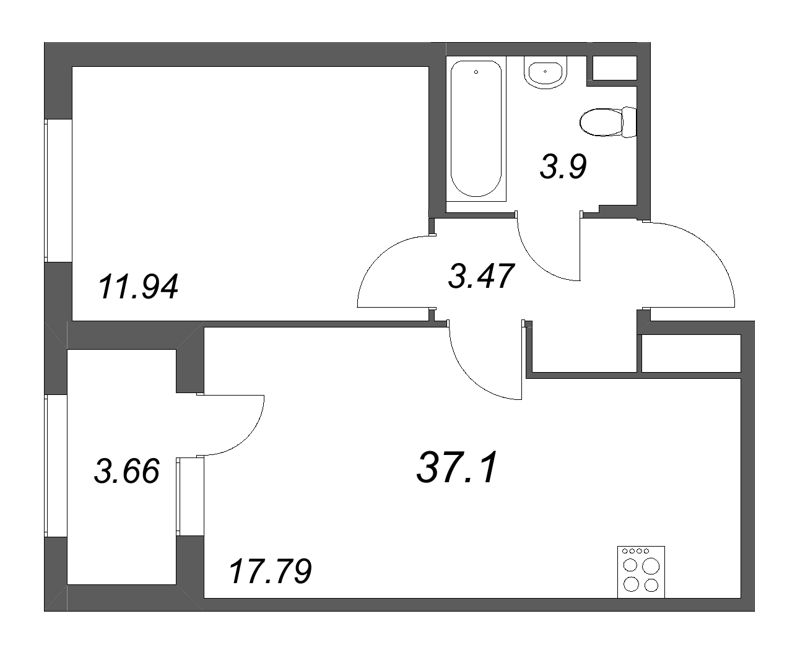 2 ккв (Евро) 37,1 м²