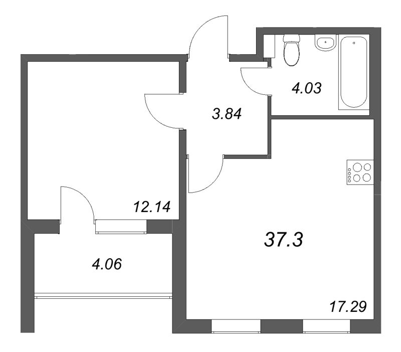 2 ккв (Евро) 37,3 м²