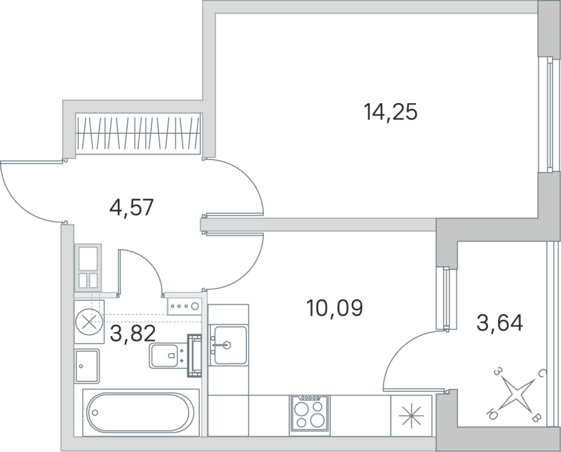 1 ккв 32,7 м²