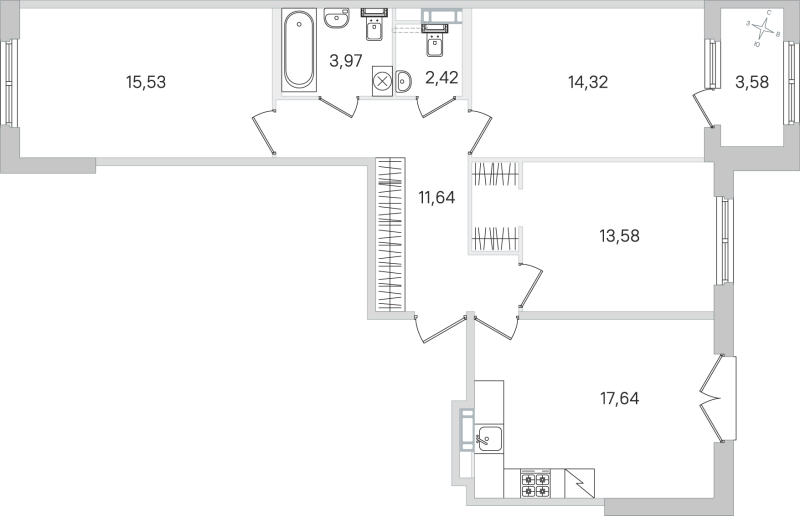 4 ккв (Евро) 79,1 м²