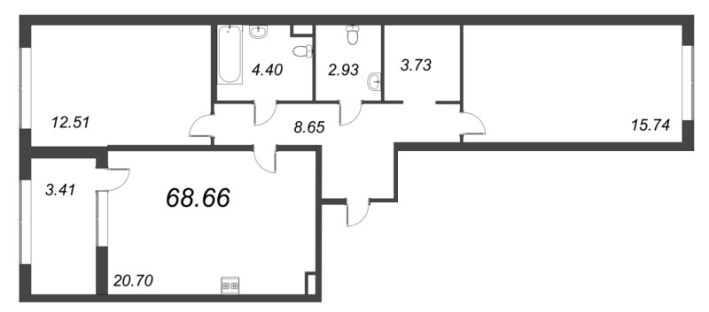 3 ккв (Евро) 68,7 м²