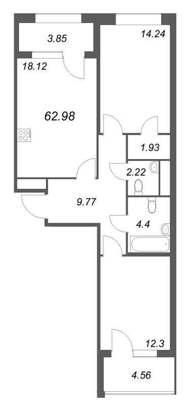 3 ккв (Евро) 63 м²