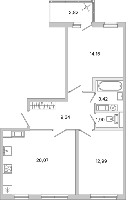 3 ккв (Евро) 61,9 м²