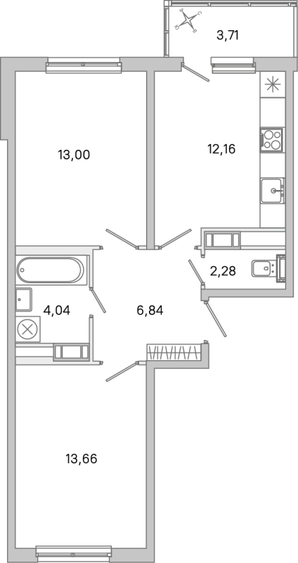 2 ккв 52 м²