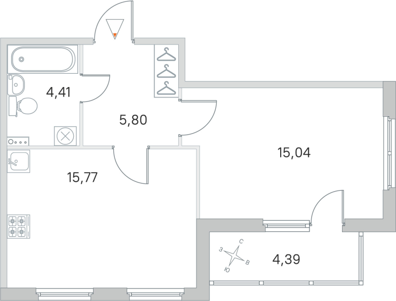 2 ккв (Евро) 41 м²