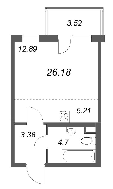 Студия 26,2 м²