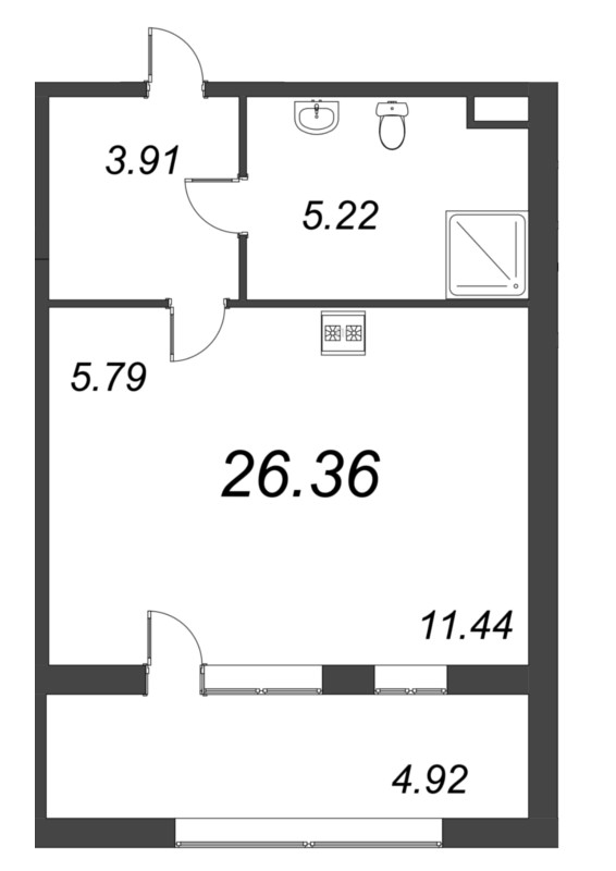 Студия 26,4 м²