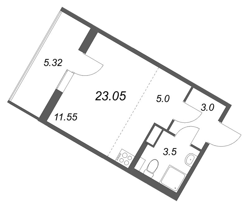 Студия 23,1 м²