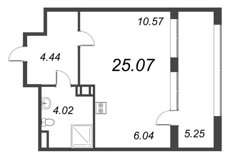 Студия 25,1 м²