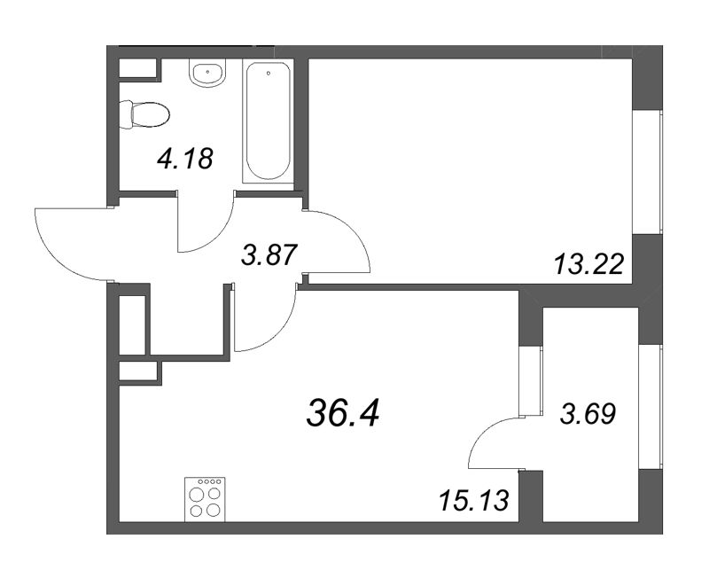2 ккв (Евро) 36,4 м²