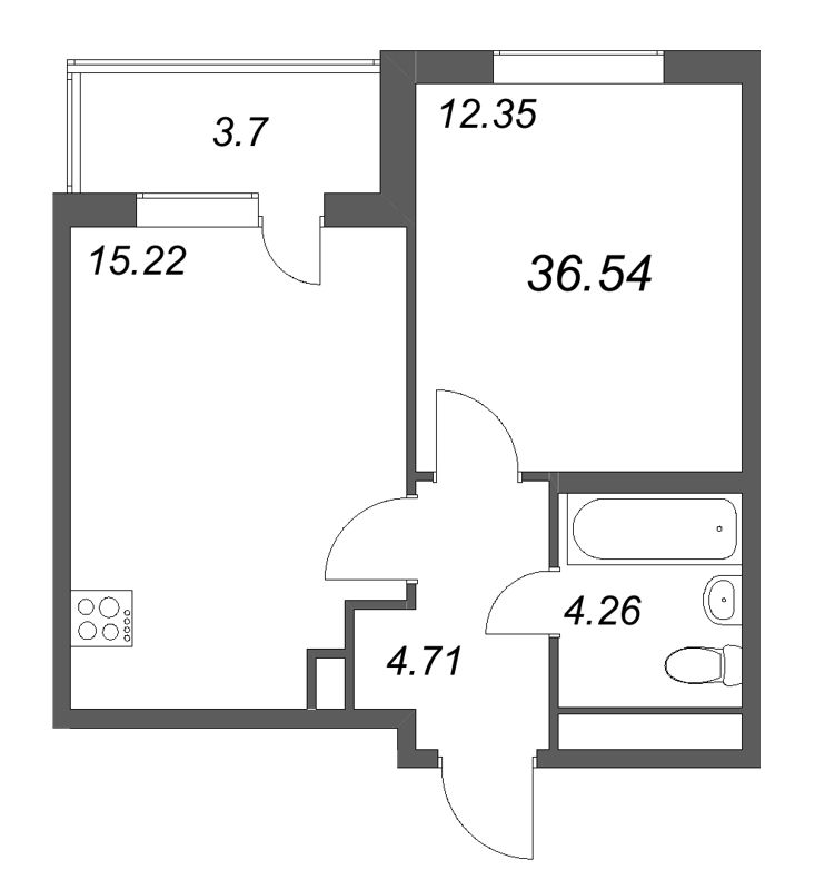 2 ккв (Евро) 36,5 м²
