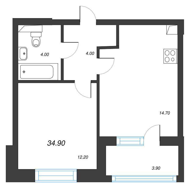 1 ккв 34,9 м²