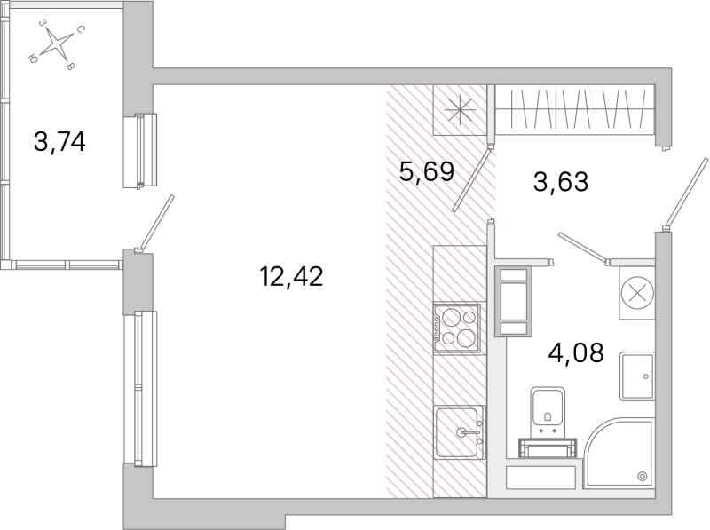 Студия 25,8 м²