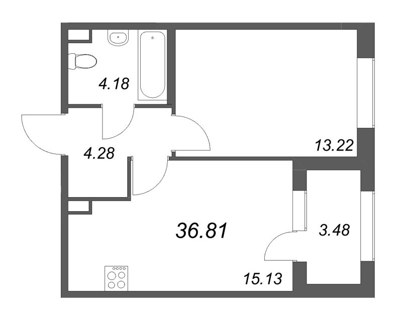 2 ккв (Евро) 36,8 м²