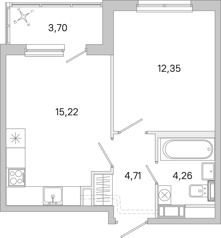 2 ккв (Евро) 36,5 м²