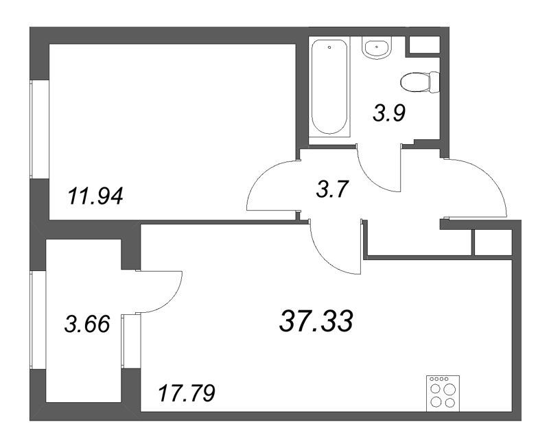 2 ккв (Евро) 37,3 м²