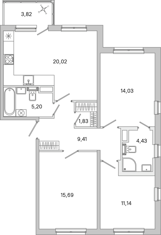 3 ккв 81,8 м²