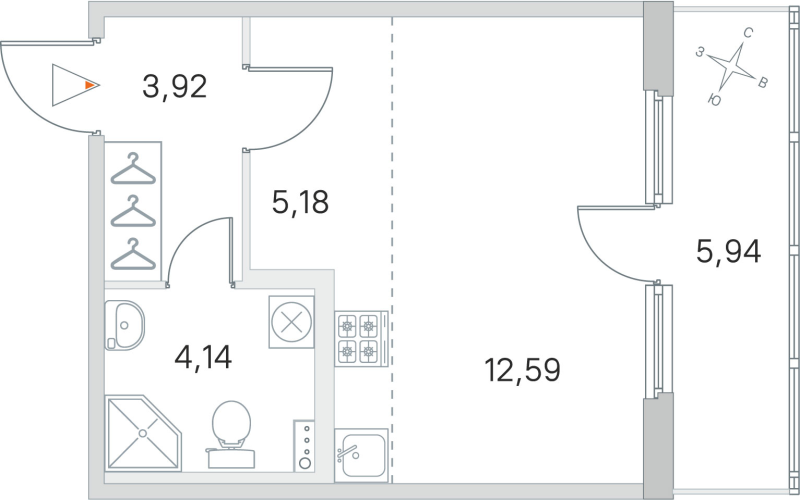Студия 25,8 м²