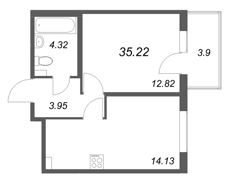 1 ккв 35,2 м²