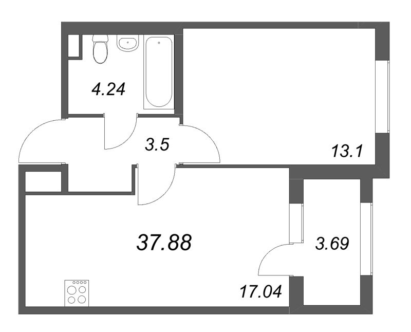 2 ккв (Евро) 37,9 м²