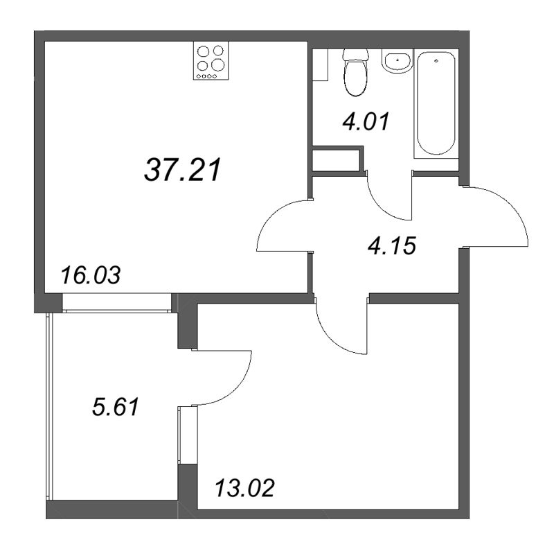 2 ккв (Евро) 37,2 м²