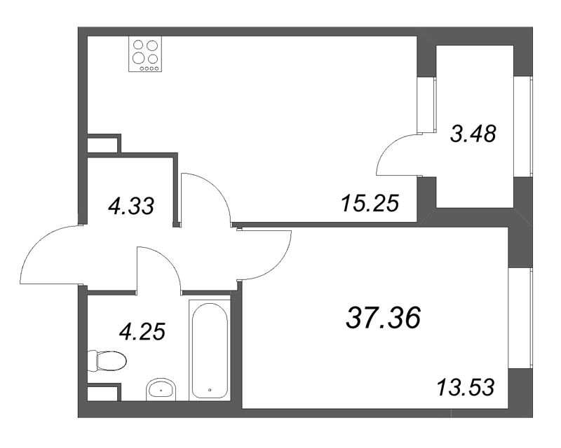 2 ккв (Евро) 37,4 м²