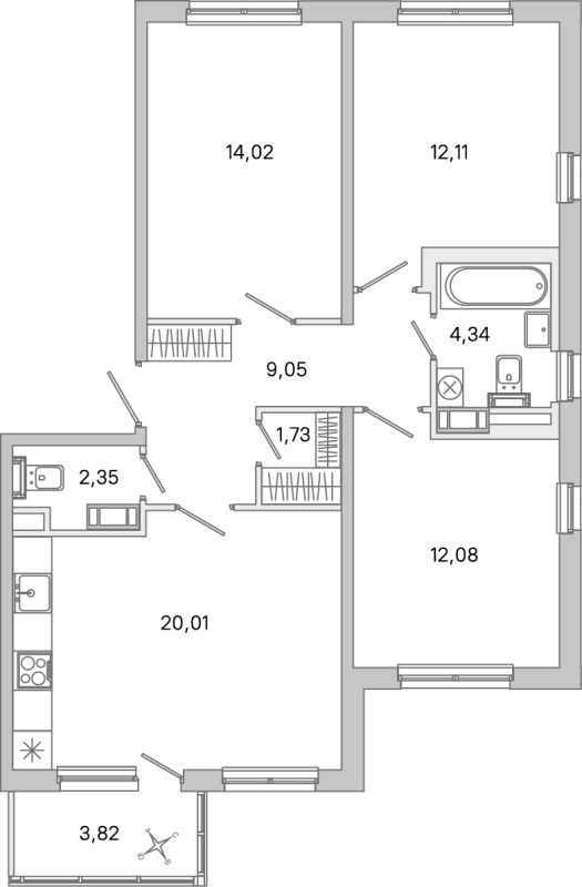 4 ккв (Евро) 75,7 м²