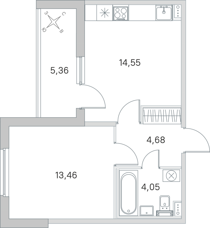 1 ккв 36,7 м²