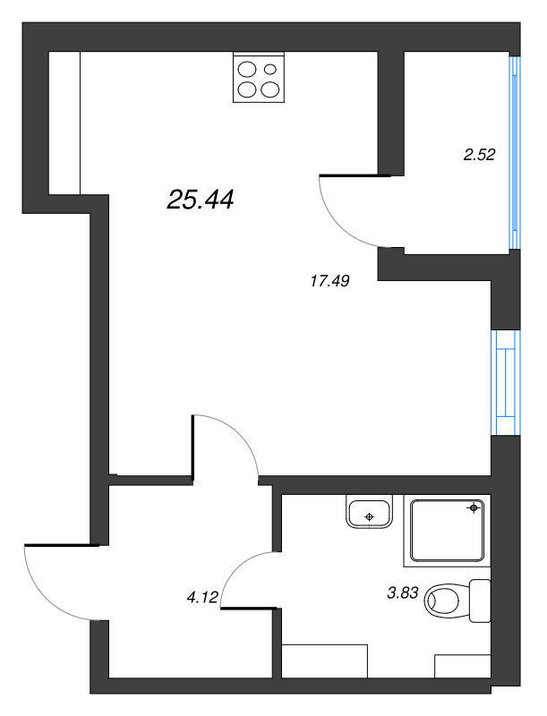 Студия 25,4 м²