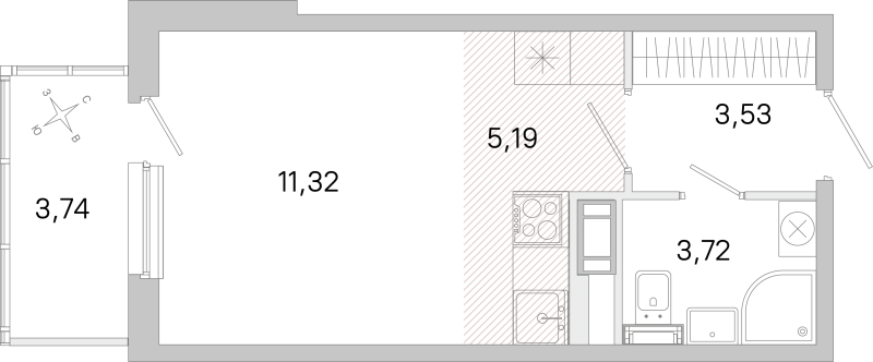 Студия 23,8 м²