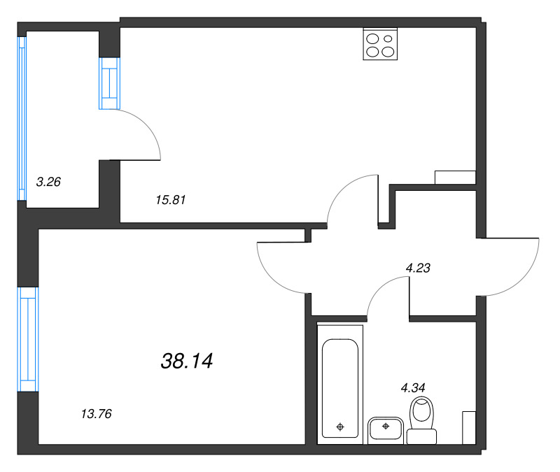 2 ккв (Евро) 38,1 м²
