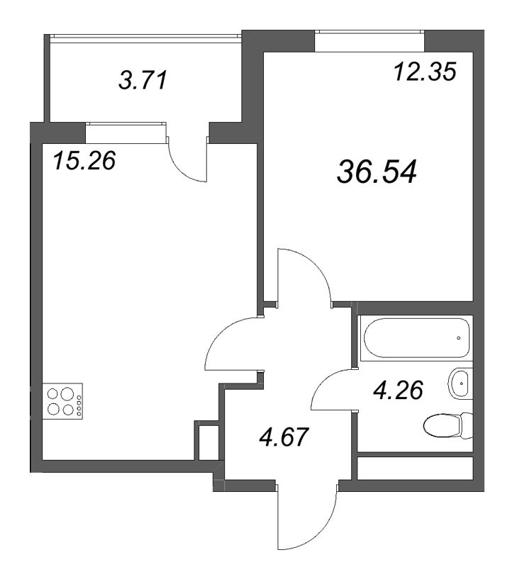 2 ккв (Евро) 36,5 м²