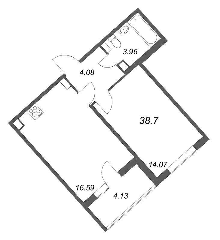 2 ккв (Евро) 38,7 м²