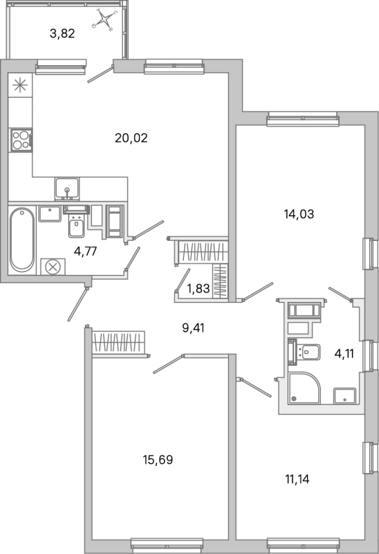 3 ккв 81 м²