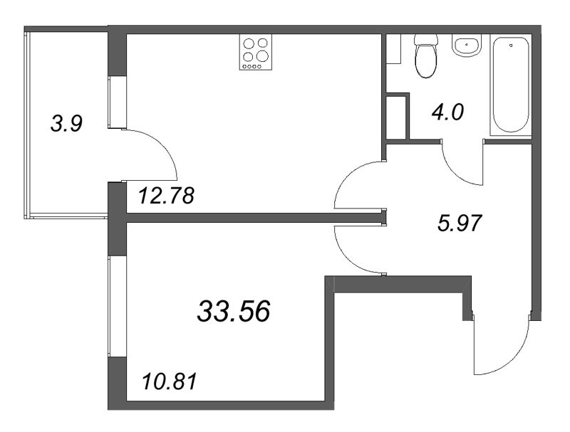 1 ккв 33,6 м²