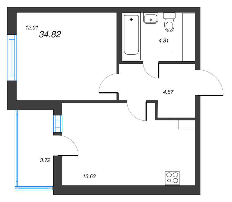 1 ккв 34,8 м²