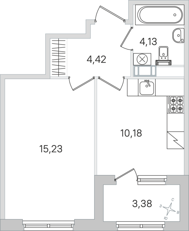 1 ккв 34 м²
