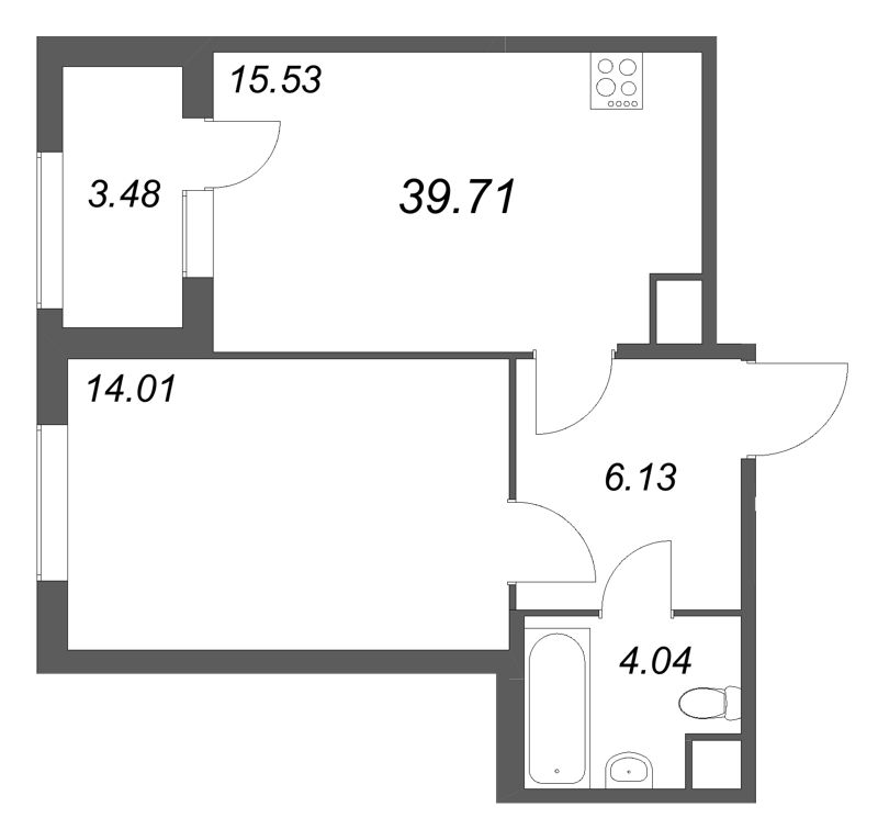 2 ккв (Евро) 39,7 м²