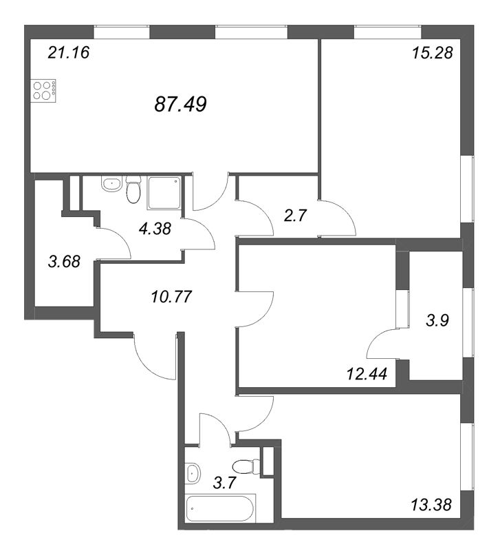 4 ккв (Евро) 87,5 м²