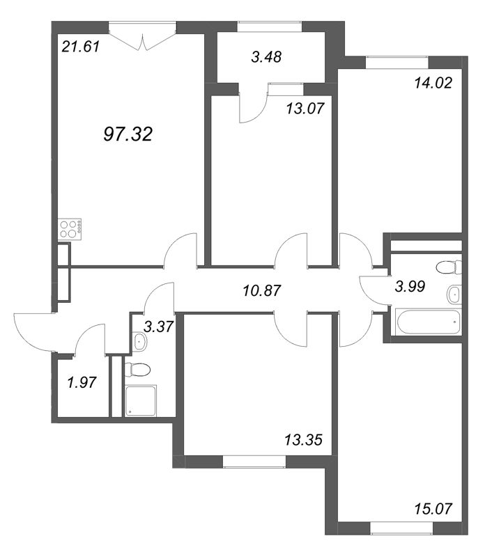 5 ккв (Евро) 97,3 м²